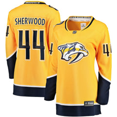 NHL Kiefer Sherwood Nashville Predators Fanatics Women's Home Breakaway Player Jersey - Gold