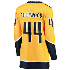 NHL Kiefer Sherwood Nashville Predators Fanatics Women's Home Breakaway Player Jersey - Gold