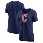 Cleveland Guardians Women's Official Wordmark Tri-Blend T-Shirt - Heather Navy T-shirts