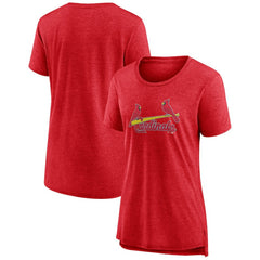 St. Louis Cardinals Women's Official Wordmark Tri-Blend T-Shirt - Heather Red T-shirts