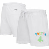 Boston Red Sox Pro Standard Women's Washed Neon Shorts - White Shorts