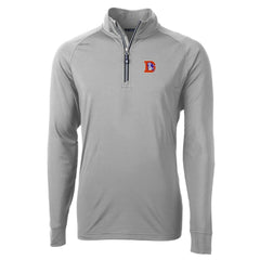 Denver Broncos Cutter & Buck Adapt Eco Knit Stretch Recycled Big & Tall Quarter-Zip Throwback Pullover Top Gray