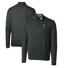 Indianapolis Colts Cutter & Buck Throwback Logo Lakemont Tri-Blend Big & Tall Quarter-Zip Pullover Sweater Heather Charcoal