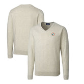 Miami Dolphins Cutter & Buck Throwback Logo Lakemont Tri-Blend Big & Tall V-Neck Pullover Sweater Oatmeal