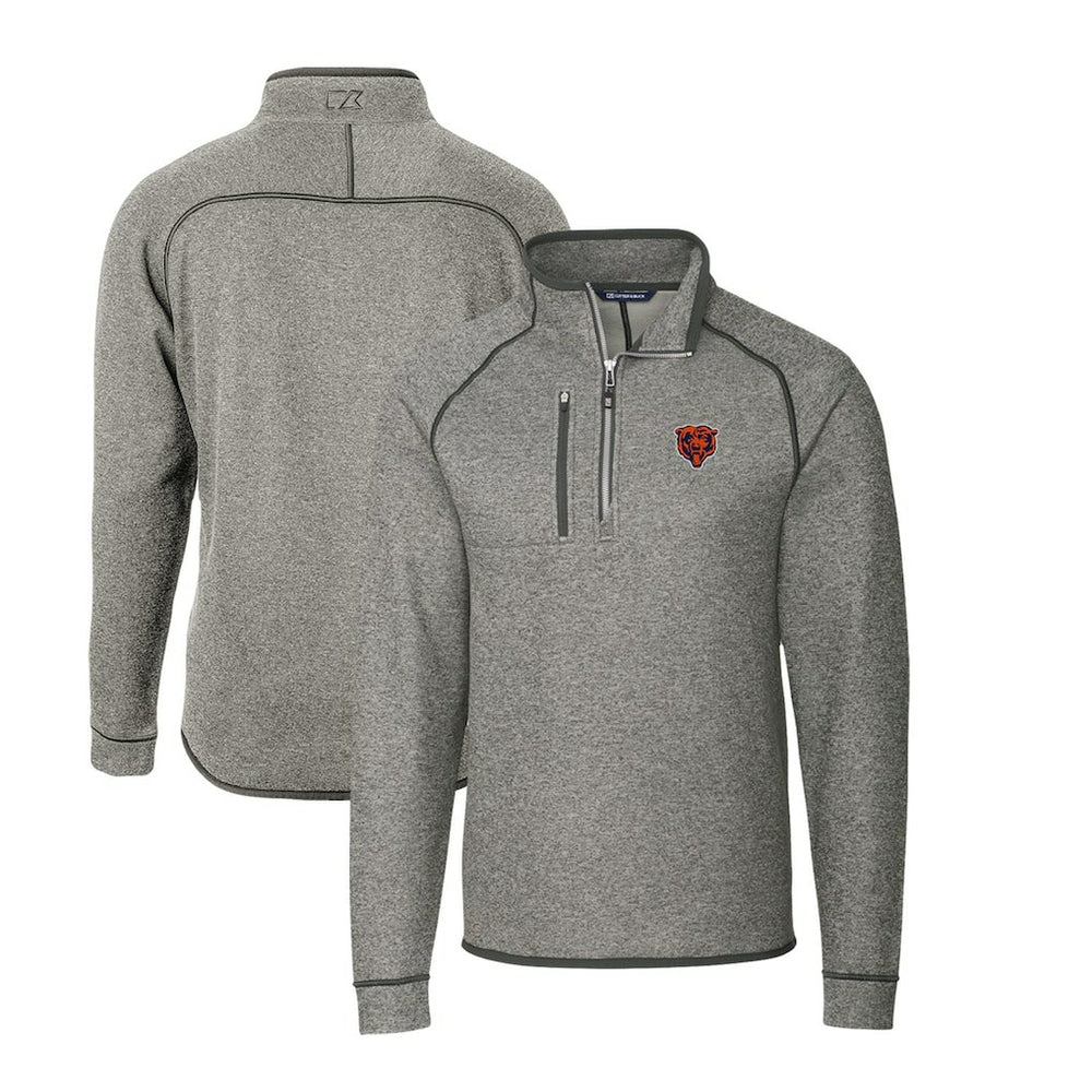 Chicago Bears Cutter & Buck Mainsail Sweater-Knit Big & Tall Half-Zip Pullover Jacket Heather Gray