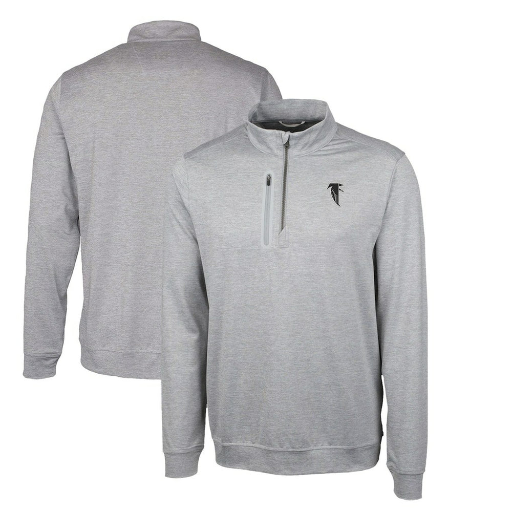 Atlanta Falcons Cutter & Buck Stealth Heathered Big & Tall Throwback Logo Quarter-Zip Pullover Top Gray