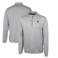 Atlanta Falcons Cutter & Buck Stealth Heathered Big & Tall Throwback Logo Quarter-Zip Pullover Top Gray