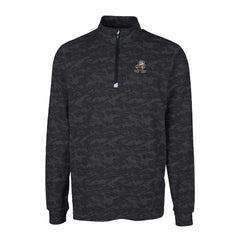 Cleveland Browns Cutter & Buck Throwback Logo Big & Tall Traverse Camo Print Stretch Quarter-Zip Pullover Top Black