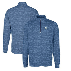 Los Angeles Chargers Cutter & Buck Throwback Logo Big & Tall Traverse Camo Print Stretch Quarter-Zip Pullover Top Navy