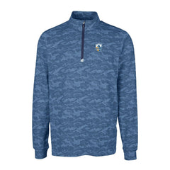 Los Angeles Chargers Cutter & Buck Throwback Logo Big & Tall Traverse Camo Print Stretch Quarter-Zip Pullover Top Navy