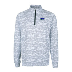Seattle Seahawks Cutter & Buck Throwback Logo Big & Tall Traverse Camo Print Stretch Quarter-Zip Pullover Top Charcoal