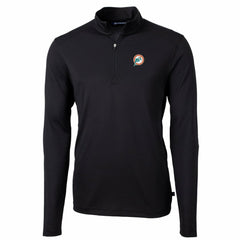 Miami Dolphins Cutter & Buck Throwback Logo Virtue Eco Pique Recycled Quarter-Zip Big & Tall Pullover Top Black