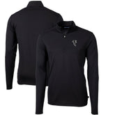 Atlanta Falcons Cutter & Buck Throwback Logo Virtue Eco Pique Recycled Quarter-Zip Big & Tall Pullover Top Black