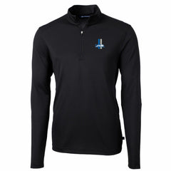 Detroit Lions Cutter & Buck Throwback Logo Virtue Eco Pique Recycled Quarter-Zip Big & Tall Pullover Top Black