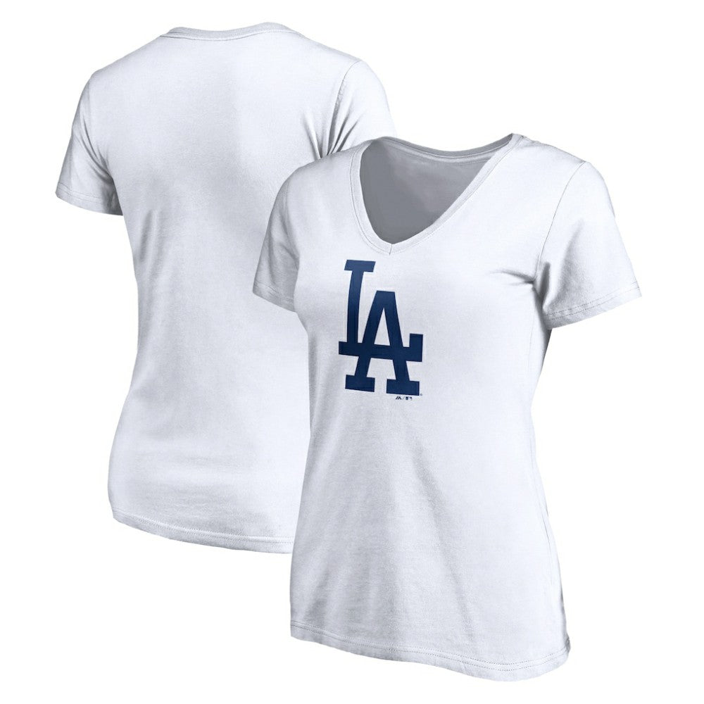 Los Angeles Dodgers Women's Official Logo V-Neck T-Shirt - White T-shirts