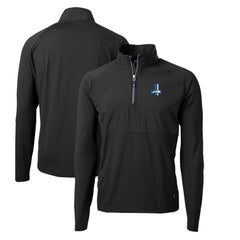 Detroit Lions Cutter & Buck Adapt Eco Knit Hybrid Recycled Quarter-Zip Throwback Pullover Top Black