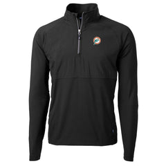 Miami Dolphins Cutter & Buck Adapt Eco Knit Hybrid Recycled Quarter-Zip Throwback Pullover Top Black