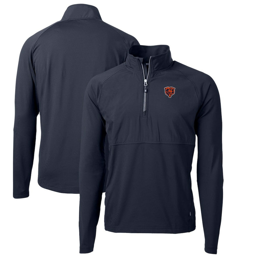 Chicago Bears Cutter & Buck Adapt Eco Knit Hybrid Recycled Quarter-Zip Throwback Pullover Top Navy
