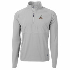Cleveland Browns Cutter & Buck Adapt Eco Knit Hybrid Recycled Quarter-Zip Throwback Pullover Top Gray
