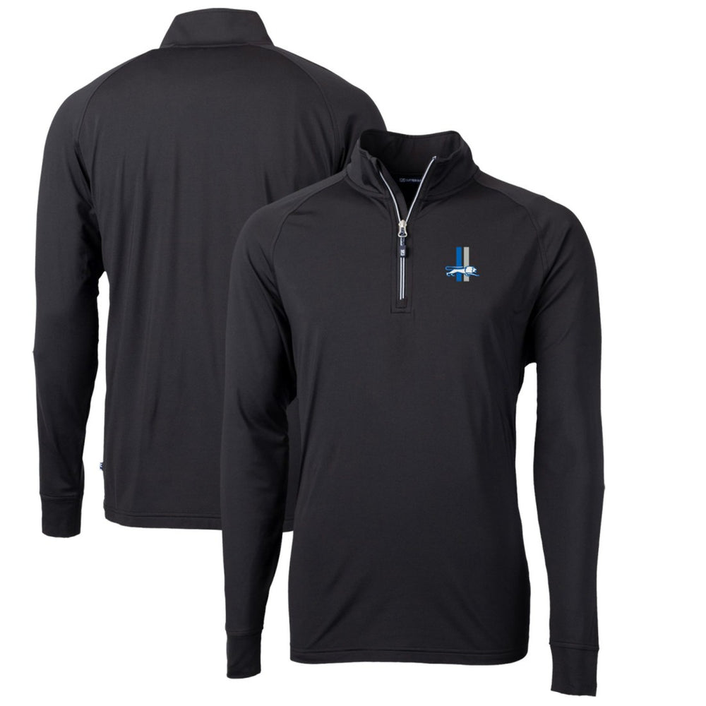 Detroit Lions Cutter & Buck Adapt Eco Knit Stretch Recycled Quarter-Zip Throwback Pullover Top Black