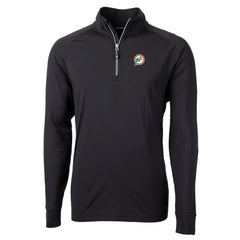 Miami Dolphins Cutter & Buck Adapt Eco Knit Stretch Recycled Quarter-Zip Throwback Pullover Top Black