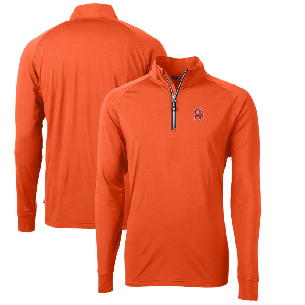 Tampa Bay Buccaneers Cutter & Buck Adapt Eco Knit Stretch Recycled Quarter-Zip Throwback Pullover Top Orange