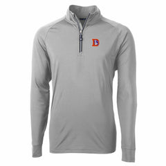 Denver Broncos Cutter & Buck Adapt Eco Knit Stretch Recycled Quarter-Zip Throwback Pullover Top Gray