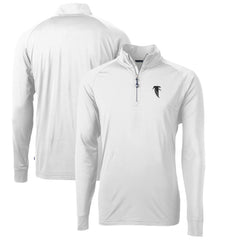 Atlanta Falcons Cutter & Buck Adapt Eco Knit Stretch Recycled Quarter-Zip Throwback Pullover Top White