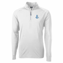 Detroit Lions Cutter & Buck Adapt Eco Knit Stretch Recycled Quarter-Zip Throwback Pullover Top White