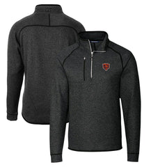 Chicago Bears Cutter & Buck Throwback Logo Mainsail Sweater-Knit Half-Zip Pullover Jacket Heather Charcoal