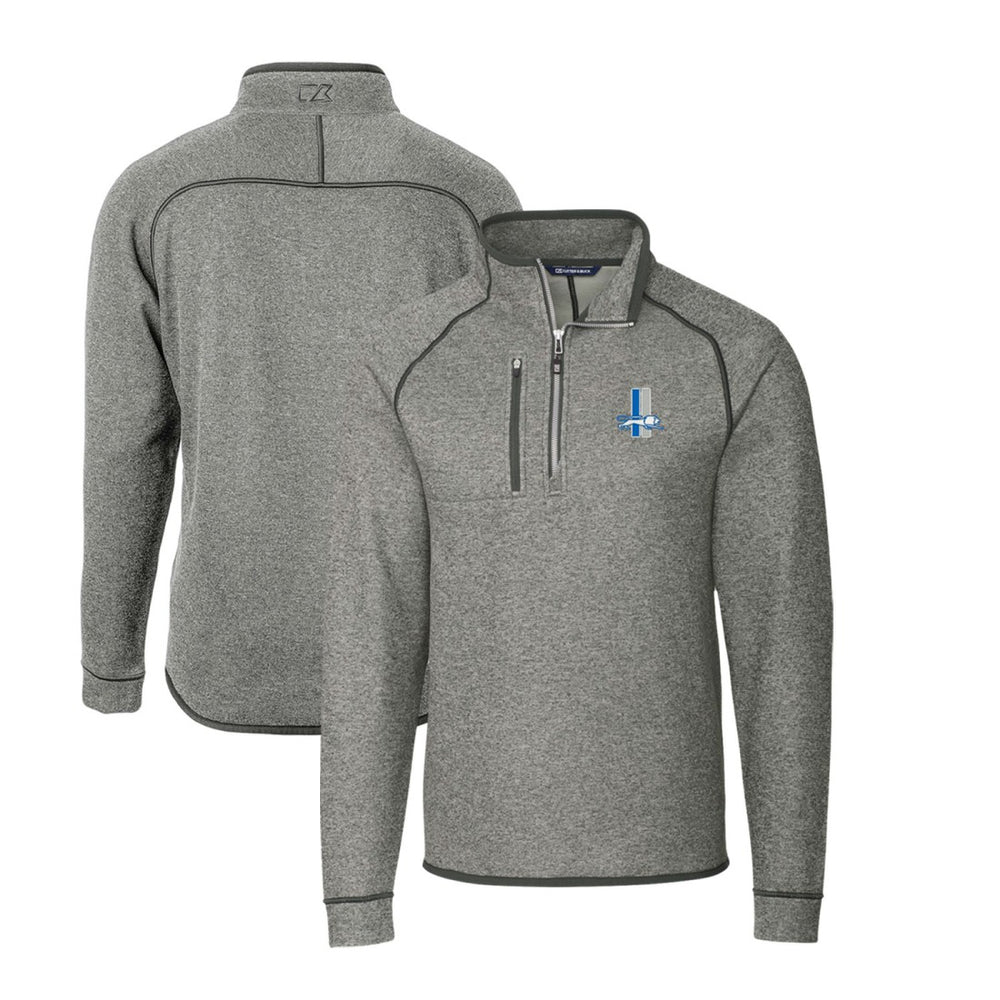 Detroit Lions Cutter & Buck Throwback Logo Mainsail Sweater-Knit Half-Zip Pullover Jacket Heather Gray