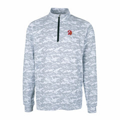 Tampa Bay Buccaneers Cutter & Buck Throwback Logo Traverse Camo Print Stretch Quarter-Zip Pullover Top Charcoal