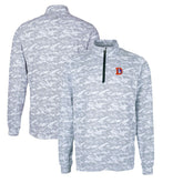 Denver Broncos Cutter & Buck Throwback Logo Traverse Camo Print Stretch Quarter-Zip Pullover Top Charcoal