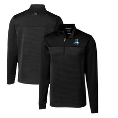 Detroit Lions Cutter & Buck Throwback Logo Traverse Stripe Stretch Quarter-Zip Pullover Top Black