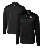 Miami Dolphins Cutter & Buck Throwback Logo Traverse Stripe Stretch Quarter-Zip Pullover Top Black