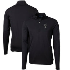 Atlanta Falcons Cutter & Buck Throwback Logo Virtue Eco Pique Recycled Quarter-Zip Pullover Top Black