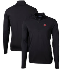San Francisco 49ers Cutter & Buck Throwback Logo Virtue Eco Pique Recycled Quarter-Zip Pullover Top Black