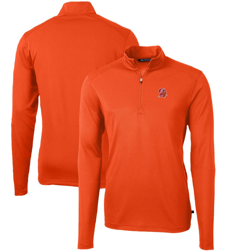 Tampa Bay Buccaneers Cutter & Buck Throwback Logo Virtue Eco Pique Recycled Quarter-Zip Pullover Top Orange