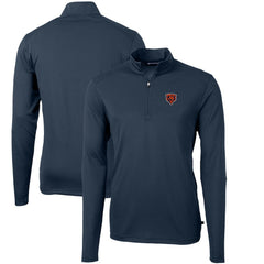 Chicago Bears Cutter & Buck Throwback Logo Virtue Eco Pique Recycled Quarter-Zip Pullover Top Navy