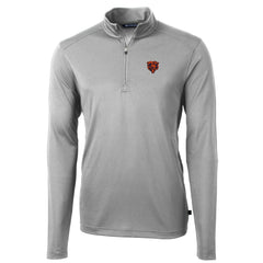 Chicago Bears Cutter & Buck Throwback Logo Virtue Eco Pique Recycled Quarter-Zip Pullover Top Gray