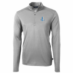 Detroit Lions Cutter & Buck Throwback Logo Virtue Eco Pique Recycled Quarter-Zip Pullover Top Gray