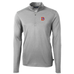 Denver Broncos Cutter & Buck Throwback Logo Virtue Eco Pique Recycled Quarter-Zip Pullover Top Gray