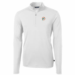 Miami Dolphins Cutter & Buck Throwback Logo Virtue Eco Pique Recycled Quarter-Zip Pullover Top White