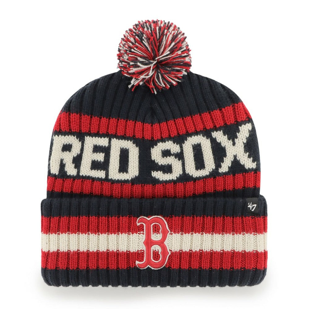 Boston Red Sox '47 Primary Team Logo Bering Pom Top Cuff Knit Hat – Navy Hats