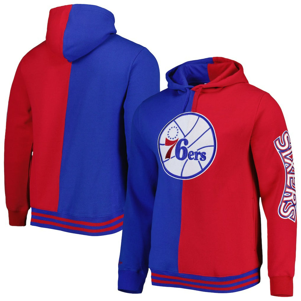 Philadelphia 76ers Hardwood Classics Split Pullover Hoodie Royal/Red