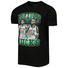 Giannis Antetokounmpo & Khris Middleton Milwaukee Bucks Stadium Essentials Unisex Player Duo T-Shirt Black