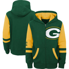 Green Bay Packers Preschool Stadium Color Block Full-Zip Hoodie Green