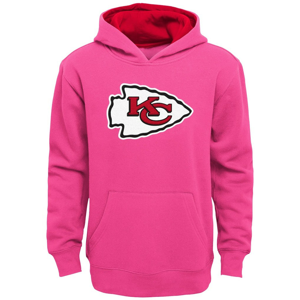 Kansas City Chiefs Girls Youth Prime Pullover Hoodie Pink