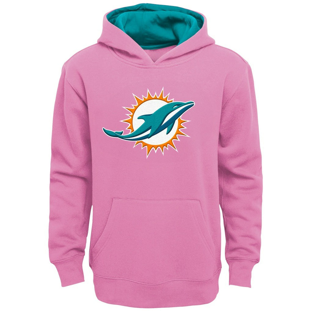 Miami Dolphins Girls Youth Prime Pullover Hoodie Pink