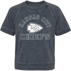 Kansas City Chiefs Girls Juniors Cheer Squad Raglan T-Shirt Heather Charcoal